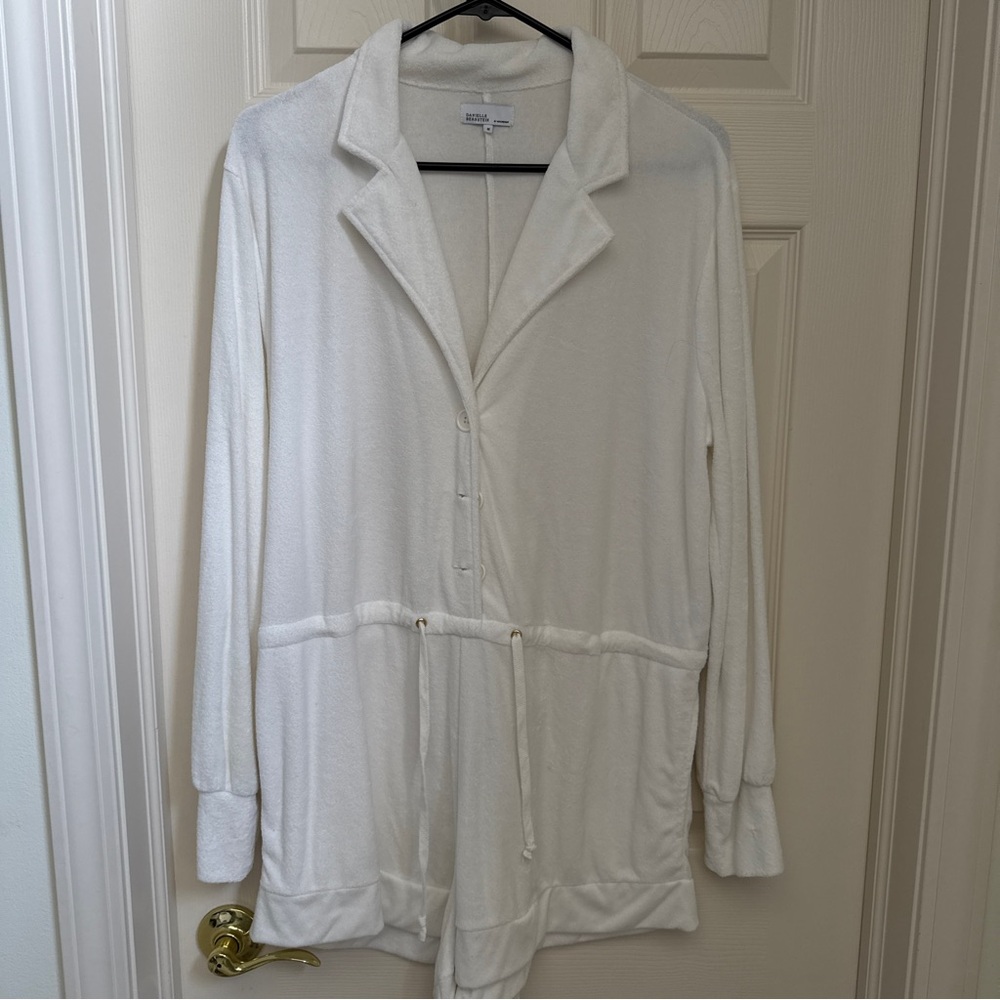 Danielle Bernstein White Terry Cloth Romper size medium